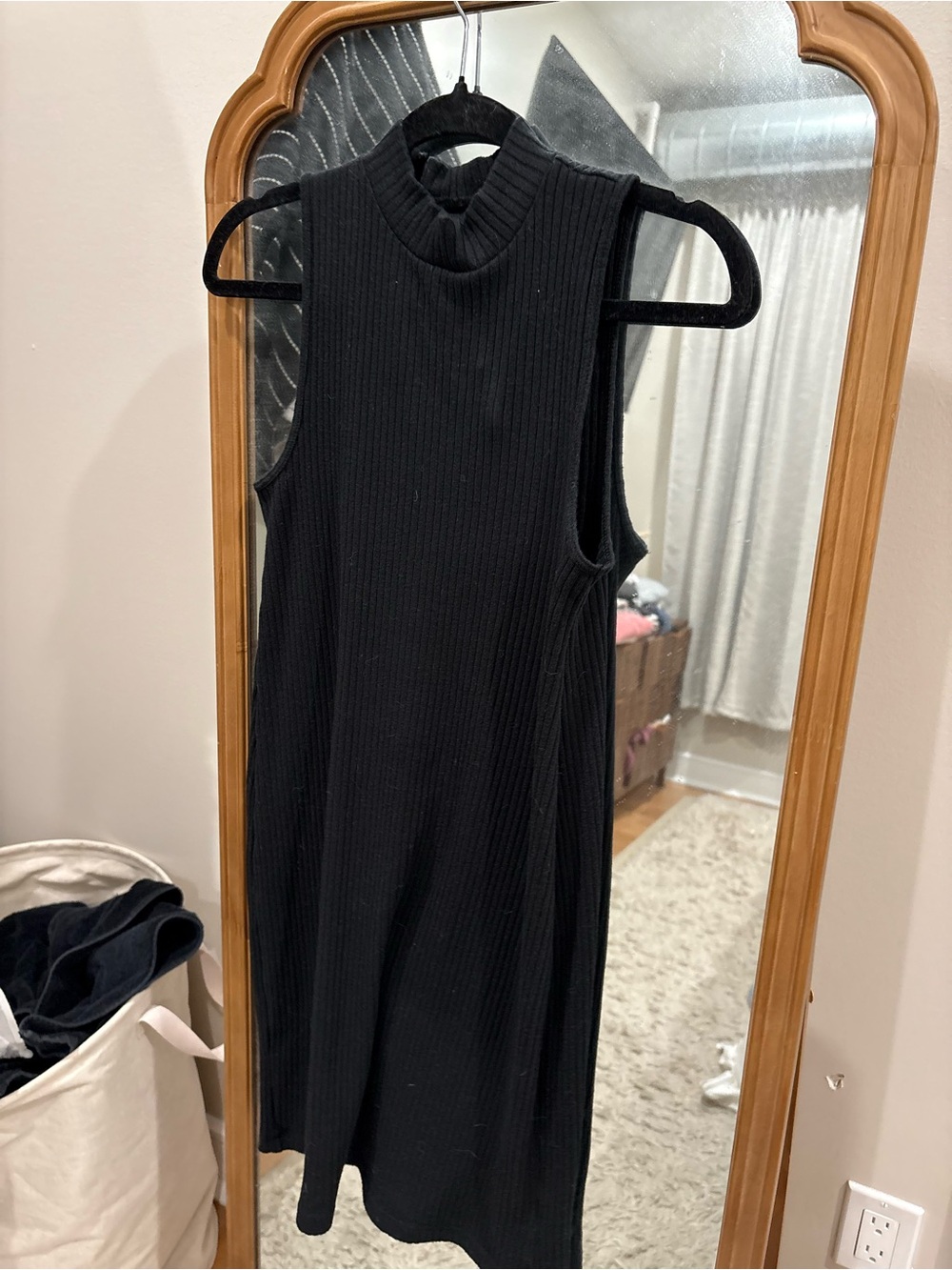Old Navy Black Sleeveless Ribbed Mock Neck Dress
